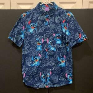 Men’s Small Disney Navy Blue Stitch Casual Shirt
